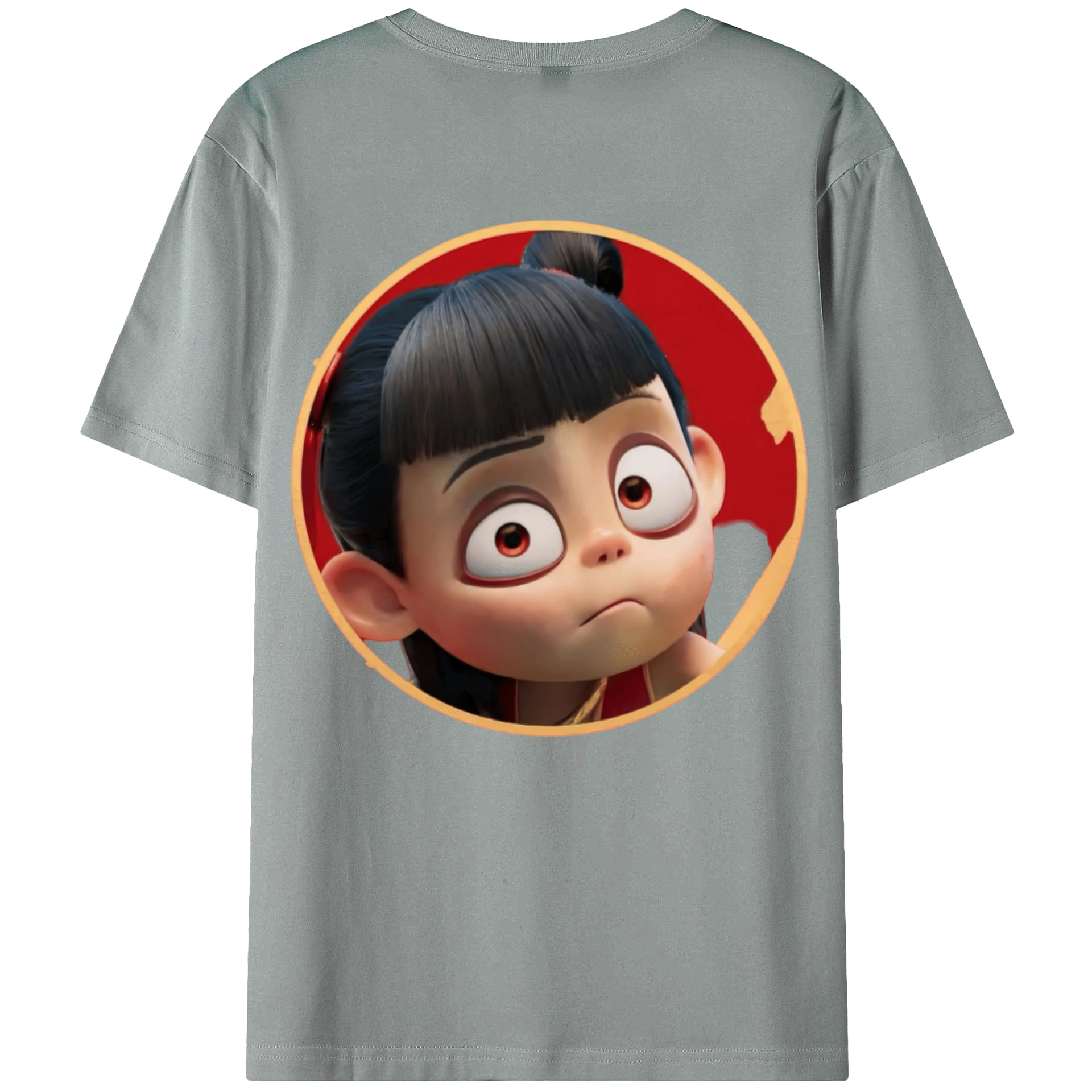 （画像用） Ne Zha 2 ナタ 魔童の大暴れ 綿100％ メンズ半袖Tシャツ（バックプリント） 通気性